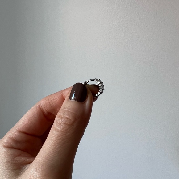 NWT Diamond Huggie Diamond Hoop Earrings - Picture 5 of 6